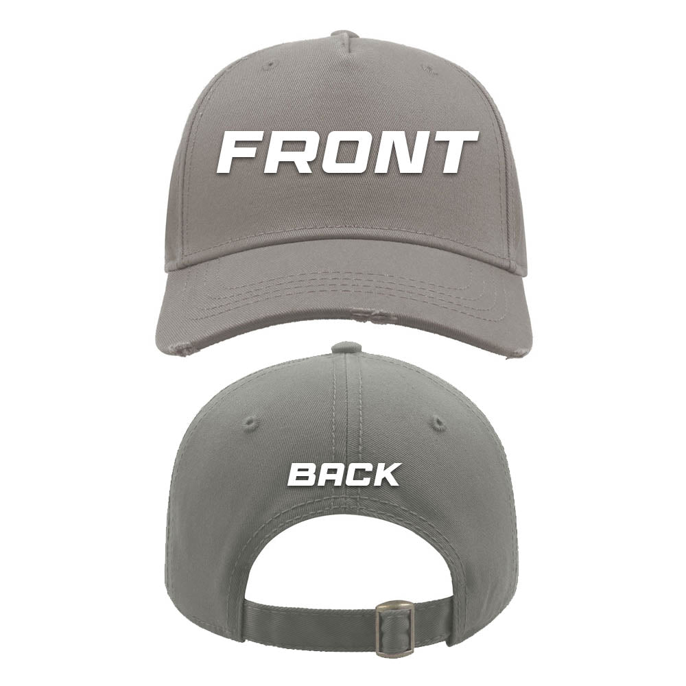 Headwear sample  - front & back embroidery